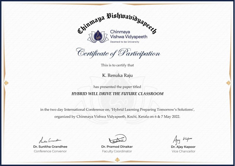 Hybrid learning participation certificate